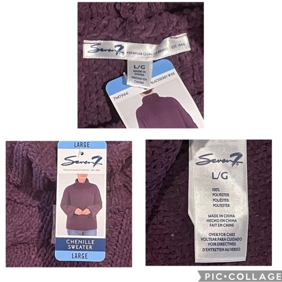 Seven7 NWT - Blackberry Wine Cowl Neck Chenille Sweater - New w/Tags - Sz L - Picture 4 of 10